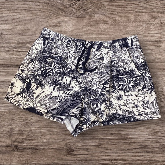 Old Navy High-Waisted Navy Palm Print Cali-Fleece Beach Shorts 685303 Size Large - Picture 1 of 8